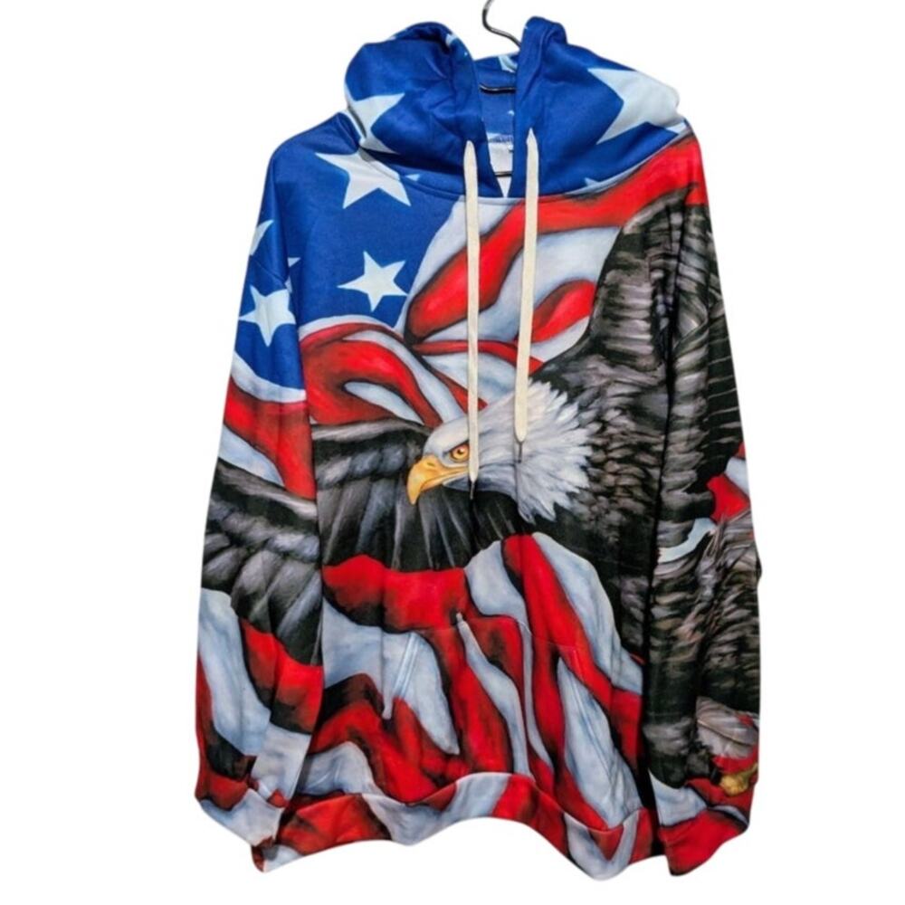 USA Flag American Eagle Men's Hoodie Size 3X